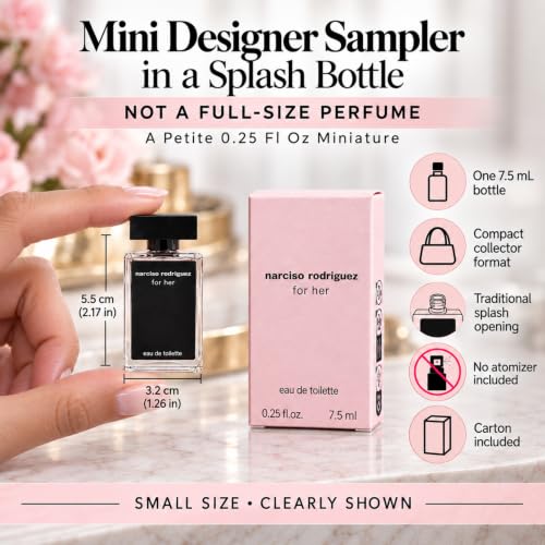 Narciso Rodriguez for Her Eau de Toilette Mini Splash 0.25 Fl Oz – Travel Size Perfume