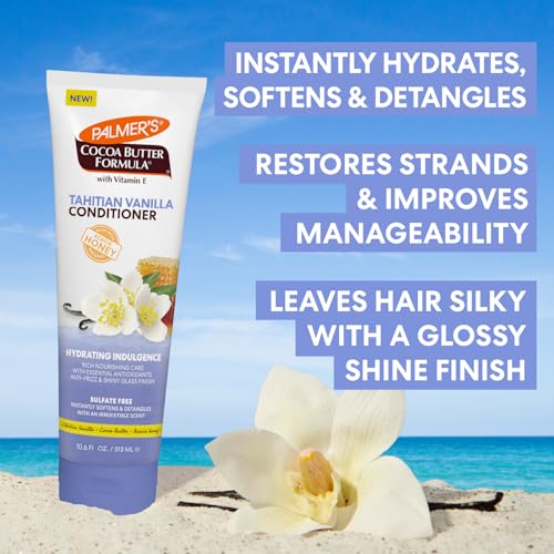 Palmer's Cocoa Butter Formula, Tahitian Vanilla Hair Conditioner, (10.6 Fl Oz), Hydrating & Moisturizing Detangler with Vitamin E & Acacia Honey for Shine, Smoothness & Frizz Control, All Hair Types
