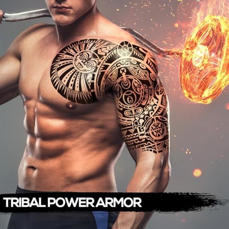 6-Sheet Large Temporary Tattoos for Men Adults Women ? Waterproof Fake Tattoos with Chest Arm Shoulder Tribal Designs ? Realistic Big Body Art for Parties and Cosplay