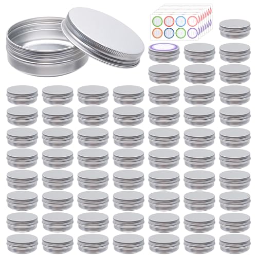 Moonlight Silver 64 Pack 2oz Aluminum Tin Cans with Screw Lids - Food & DIY Storage