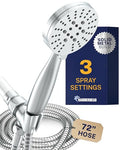 HammerHead Metal 3-Spray Handheld Shower Head with 72-Inch Hose - Polished Chrome, 2.5 GPM