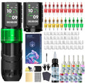 Poseidon Wireless Tattoo Gun Kit with 2 Batteries - Green Variation