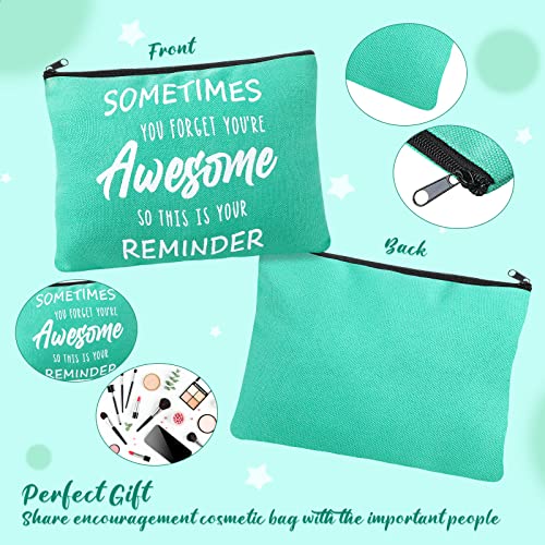 Kajaia 50 Pcs Inspirational Gifts Cosmetic Bags Thank You Appreciation Gift Canvas Makeup Bag Toiletry Bag with Zipper Motivational Quotes Purse for Girl Women Mom(Multicolored,6.7 x 9.1 Inch)