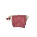 Handmade Makeup Pouches from Peru ? Boho Chic Cosmetic Bag with Zipper, Cute Beauty Pouch for Purse Bag Organizer or Travel Essentials (Pyramid, White - Pink)