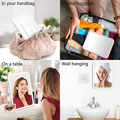 KOOKIN Lighted Makeup Mirror with 3 Color Modes & 5X Magnifier, Rechargeable LED Vanity Mirror