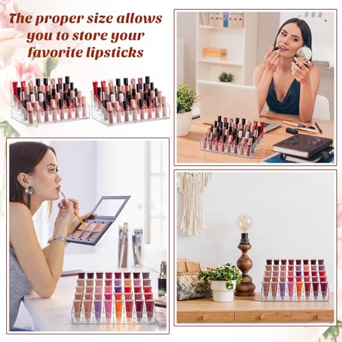 4 Pieces Lipstick Organizer Set - 40 Slot Clear Acrylic Lip Gloss Holders - Vanity Storage