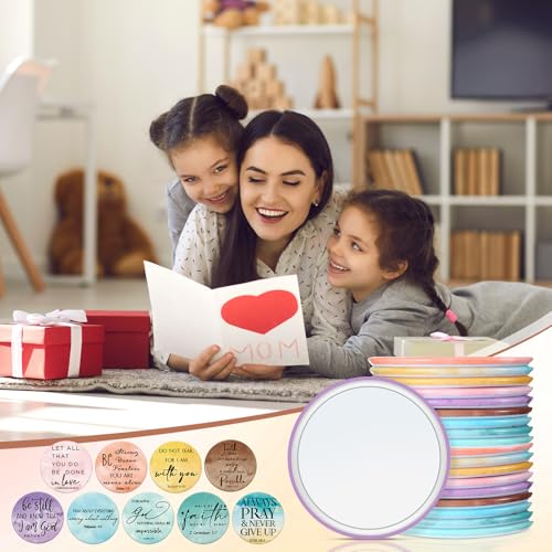 GlikCeil 54 Pack Christian Compact Mirrors with Bible Verses for Women - Inspirational Religious Gift Set Variation of 54