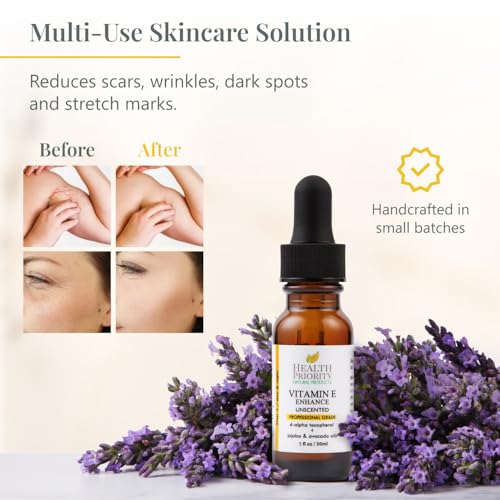 Unscented Organic Vitamin E Oil for Skin & Hair - 1 Fl Oz, Handcrafted, Non-GMO