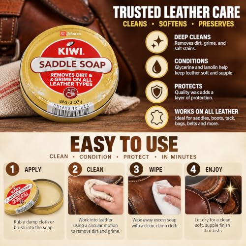 Kiwi Saddle Soap Pack - No Color, 3.125 Ounce, Set of 3