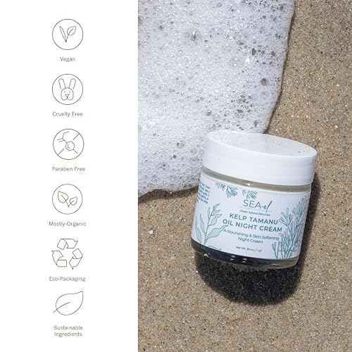 Hydrating Night Face Moisturizer with Sea Kelp & Tamanu Oil - Anti-Aging Skin Care for Women & Men - 1 Oz