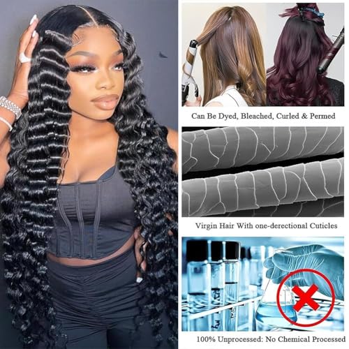 Brazilian Human Hair Bundles Deep Wave 161-820 Inch Black - Unprocessed Virgin Hair