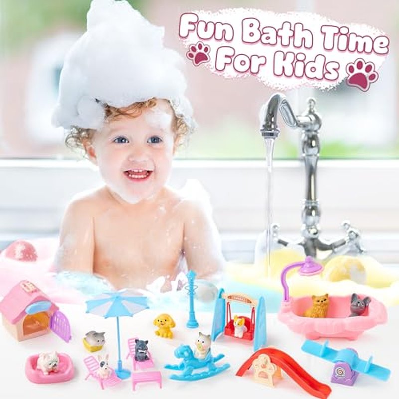 Bath Bombs for Kids with Surprise Inside for Girls Boys, 12 Pack Kids Bath Bombs with Dog & Cat Toys Pretend Playset Handmade Bubble Bath Fizzies Birthday Christmas Gift Set