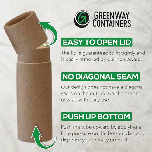 GreenWay 0.15oz Refillable Kraft Lip Balm Tubes - 25 Brown Pack, Eco-Friendly