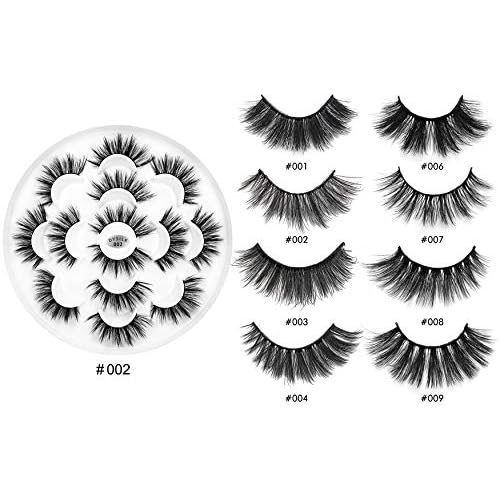 DYSILK Mink Lashes Fake Eyelashes - Wispy Lashes 7 Pairs Faux Mink Eyelashes 6D Lashes Natural Look Pesta?as Postizas Wispy Eyelashes Fluffy Lashes Reusable Dramatic Lashes |002