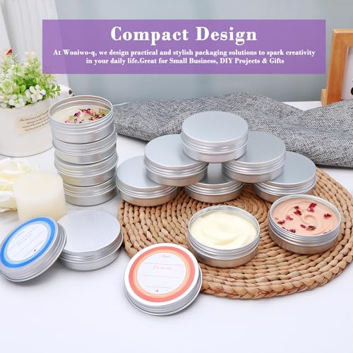 Moonlight Silver 64 Pack 2oz Aluminum Tin Cans with Screw Lids - Food & DIY Storage