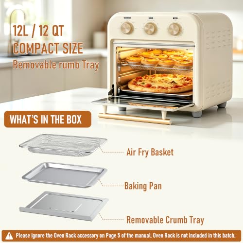 13 Qt Toaster Oven Air Fryer Combo with Mechanical Knobs - Compact Kitchen Appliance