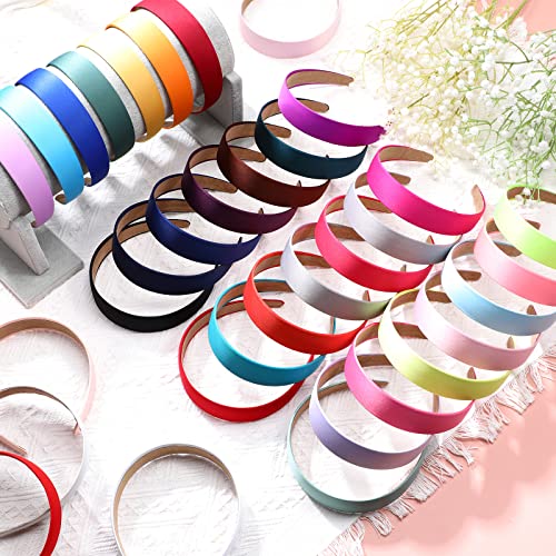 36 Pcs Satin Headbands Bulk Non-Slip Wide Hair Accessories for Women