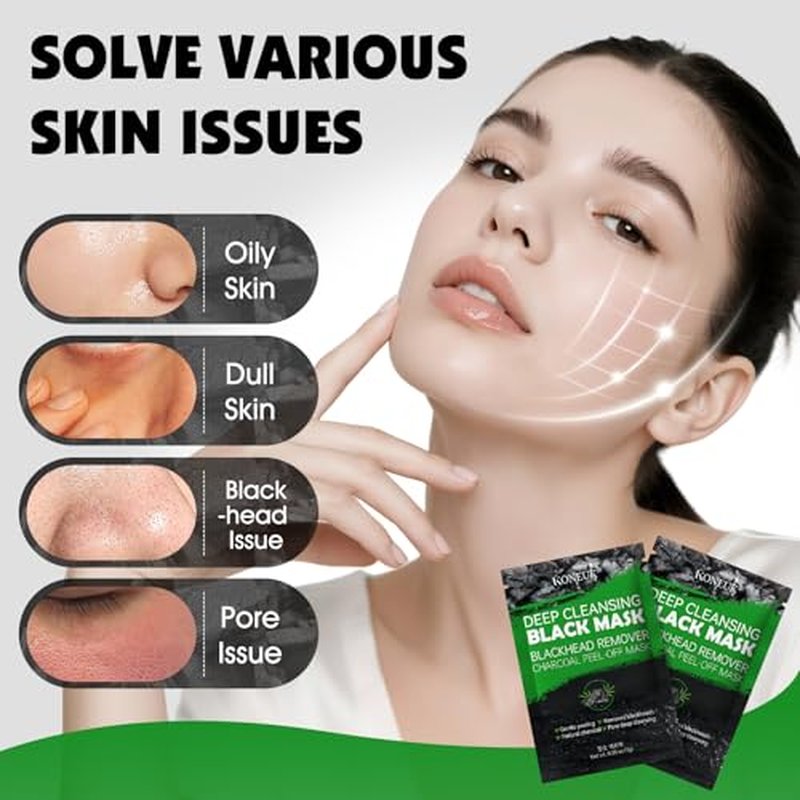 36 Pack Blackhead Remover Mask Kit, Deep Cleansing for Face and Nose, Charcoal Peel Off Black Face Mask with a Brush for Skincare, Blackhead Pore Acne Dirts Remover for Men and Women