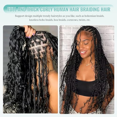 Benafee 28 Inch Water Wave Human Braiding Hair for Crochet & Boho Braids - No Weft, 100G, Natural Color