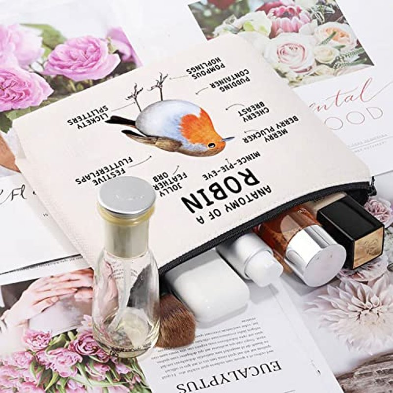 CMNIM Robin Bird Gifts Anatomy of a Robin Makeup Bag Garden Bird Lover Gift Red Robin Cosmetic Bag Birds Travel Toiletry Bags (Anatomy of a Robin MB)