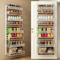 Clothink White 8-Tier Pantry Door Organizer Spice Rack - Adjustable Wall & Over Door Kitchen Storage