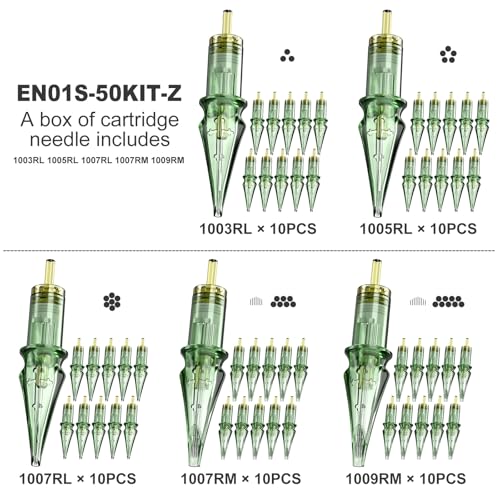 Solong Pro Disposable Tattoo Cartridge Needles 50Pcs Kit - Round Liner & Magnum 10#