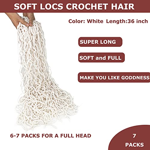 7-Pack White 36-Inch Soft Faux Locs Crochet Hair Extensions for Black Women - Pre-Looped, Long Style Variation of THIS Listing