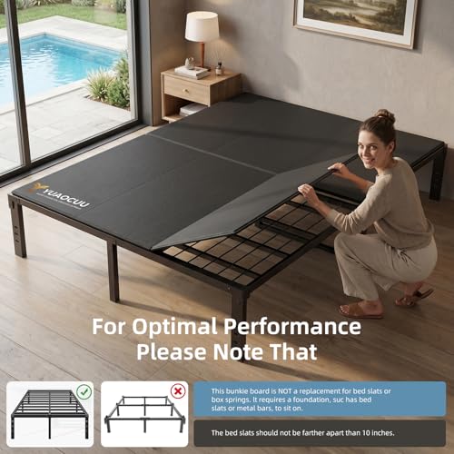 King Size Bunkie Board (76x80) Heavy Duty Anti-Sag Low Profile Bed Support - Black