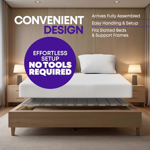 Heavy Duty Wooden Queen Bed Slats Support with Cover - Replacement for Platform Bed Frame