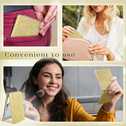 Gold Compact Mirrors 24 Sets with Thank You Tags & Organza Bags Wedding Party Favors