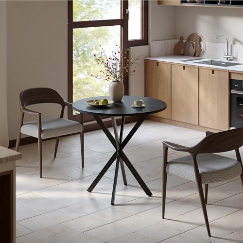 Unovivy 31.5 Inch Round Small Dining Table for 2-4, Black, Model 31.5x31.5x29.53 in