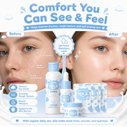 Kids Skincare Gift Set - 12 Piece Milk Facial Care Kit for Girls 8-12