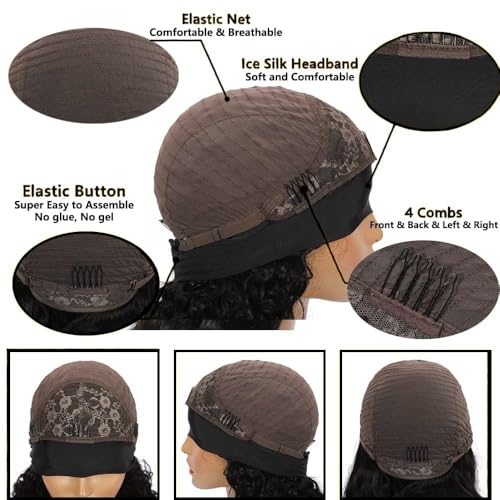 Justres Black 12 Inch Body Wave Headband Wig Human Hair Glueless Brazilian Virgin