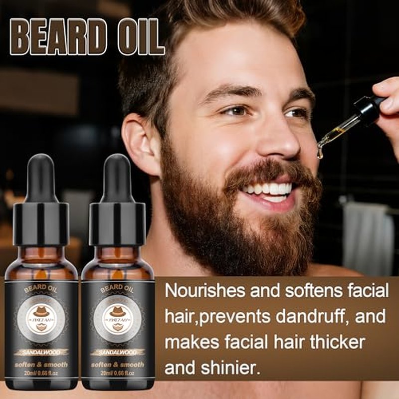 Christmas Gifts for Men,XIKEZAN Beard Care & Trimming Kit with Sandalwood Beard Oil, Wash, Conditioner, Balm,Brush,Unique Valentines Thanksgiving Birthday Gifts for Husband Dad,Mens Stocking Stuffers