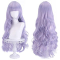 Long Wavy Lavender Wig with Bangs - 80cm Synthetic Curly Hair for Women - Variation JF80-27