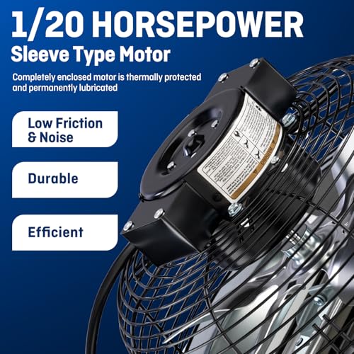 10-Inch Wall Mount Exhaust Fan with Automatic Shutter & Thermostat - 820 CFM, Variable Speed