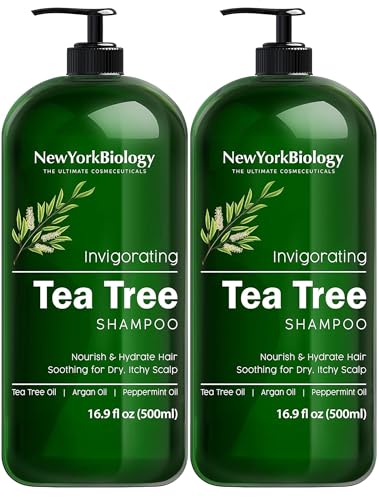 New York Biology Tea Tree Shampoo 16.9 Fl Oz Pack of 2 - Hydrating, Sulfate-Free Hair Care for Men & Women