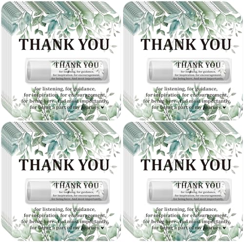 30 Pack Employee Appreciation Gift Lip Balms Bulk Staff Teacher Team Volunteer Thank You Gift Nurse Volunteers Appreciation Party Favor for Women Men Coworkers(Leaf,Green White)