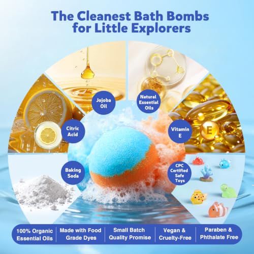 Kids Ocean Bath Bombs with Surprise Sea Animal Toys - Safe Gift Set