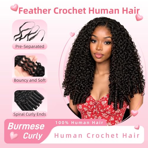 ScalaHair Burmese Curly Crochet Human Hair 14 Inch Natural Black 60g