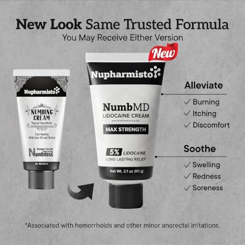 Numbing Cream Maximum Strength 2 Pack - Long Lasting Relief with Menthol, Arnica & Emu Oil - 60ml Tube