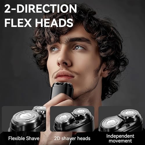 Mini Electric Shaver for Men, Portable Magnetic Dual-Head Rotary Pocket Electric Razor for Face, IPX7 Waterproof Wet & Dry, USB-C Rechargeable for Home, Car, Travel, K8,Black