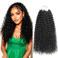 Celiarita Deep Wave Feather Crochet Human Hair Extensions 16 Inch 100g - Natural Color 80 Strands Boho Bundles for Black Women