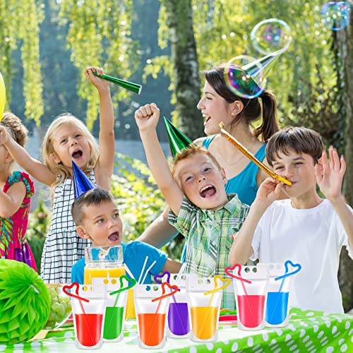 17 oz Clear Plastic Drink Pouches with Straws - 1000 Pack, Reusable, Stand-Up Design