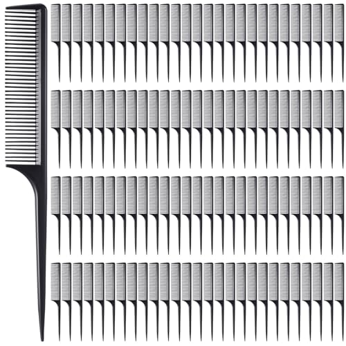 Bulk 300 Black Rat Tail Combs for Hair Parting & Styling - Fine Tooth Plastic