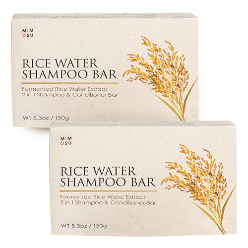 Fermented Rice Water Shampoo Bar 2-Pack - pH Balanced, Zero Waste, Gentle Cleansing