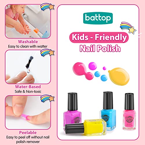 Kids Nail Polish Set with Dryer Glitter Pen & Accessories - Non-Toxic & Quick Dry