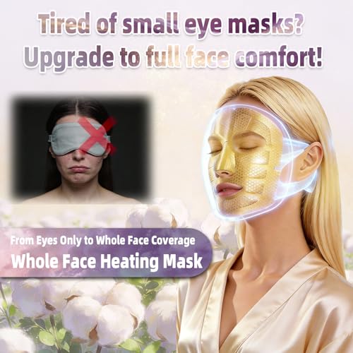 Full Face Steam Mask, Disposable Self-Heating Facial Warm Compress, Gentle Cotton Mask for Deep Pore Cleansing & Skincare Absorption, Portable for Travel, Gifts for Women (10 Pack)