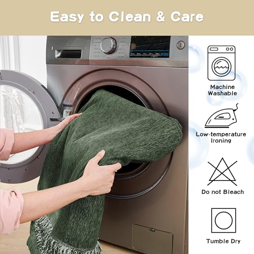 L Shaped Couch Cover for 3 Seater Sofa - Pet & Kid Friendly Moss Green 91x134
