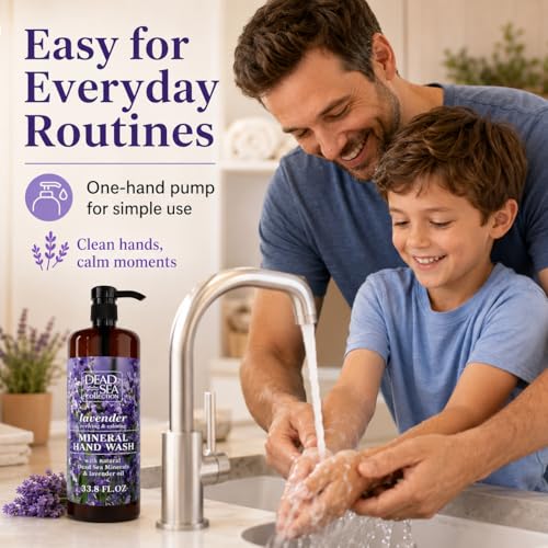 Lavender Dead Sea Hand Soap Pump - Moisturizing Liquid with Minerals, 67.6 Fl Oz (Pack of 2, 33.8 Fl Oz Each)